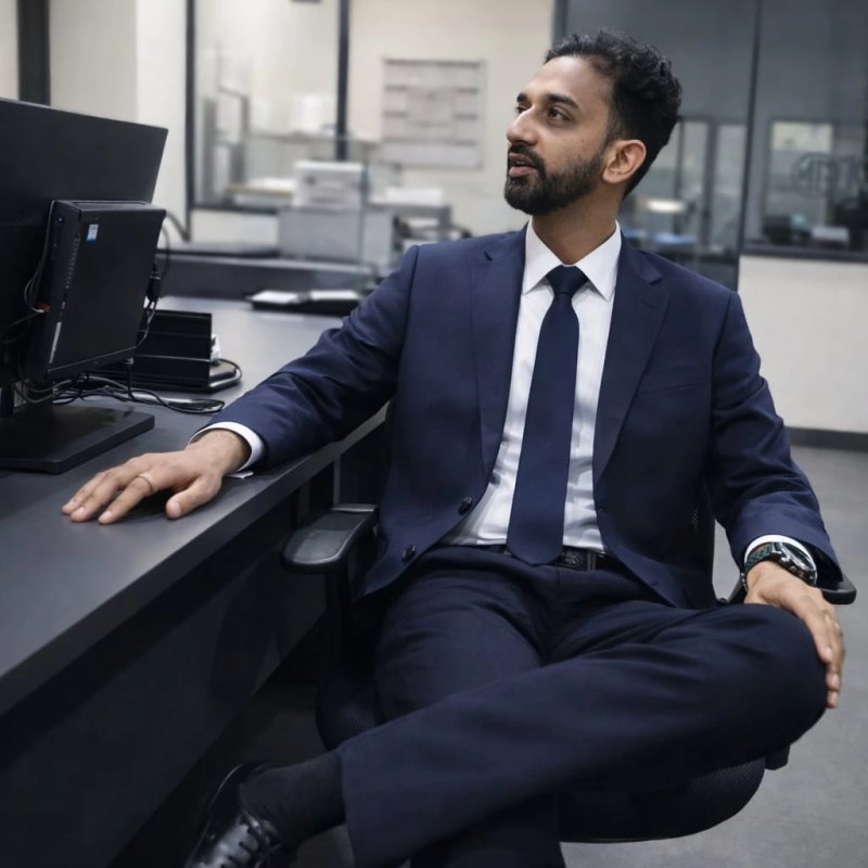 Suyog at his desk