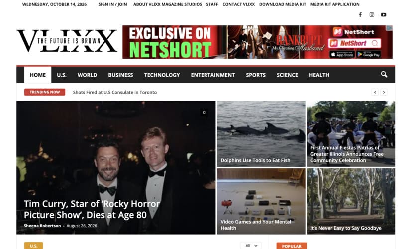 Screenshot of the VLIXX Magazine Studios website